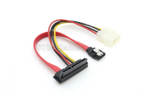 Fins l'Angle SATA 22pin a calar 7pin SATA amb Cable d'alimentació LP4pin